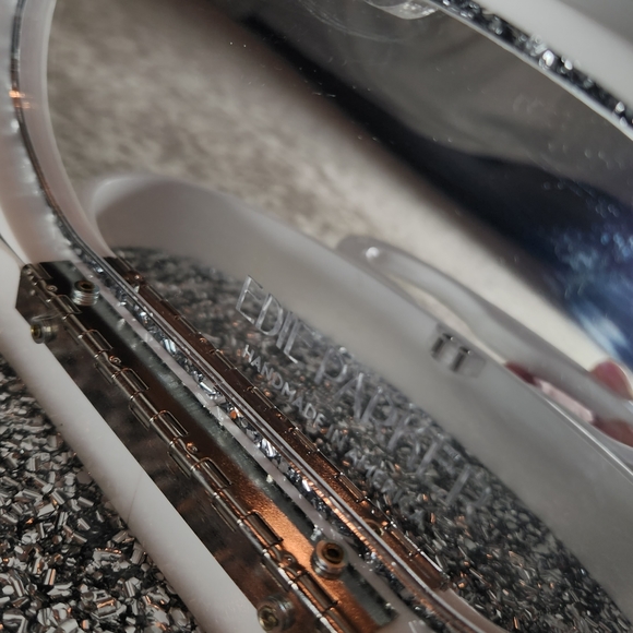 Edie Parker Oval Bag in Silver Confetti and white - Picture 4 of 7